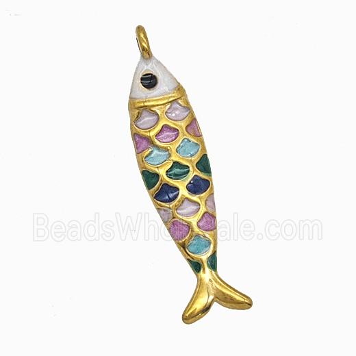Stainless Steel Fish Pendant Multicolor Painted Gold Plated