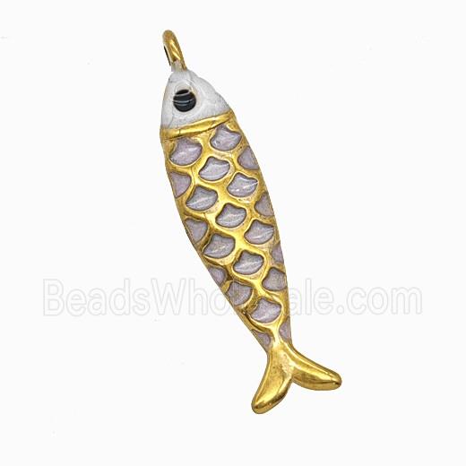 Stainless Steel Fish Pendant Painted Gold Plated