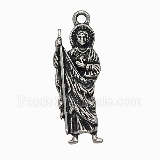 Saint Jude Charms 304 Stainless Steel Pendant Antique Silver
