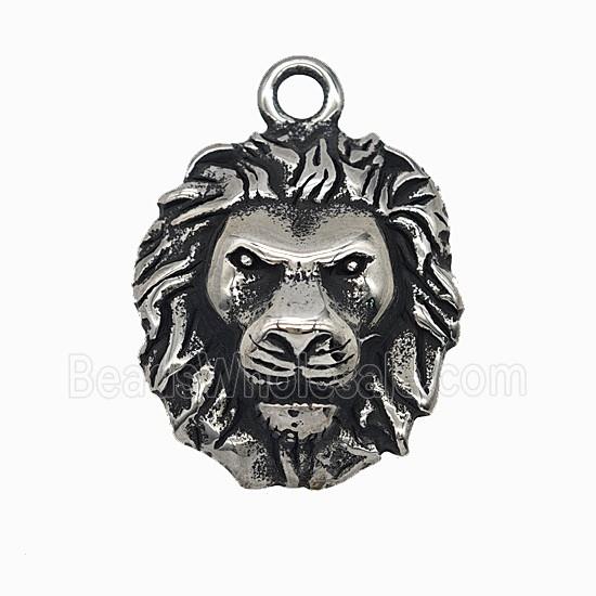 304 Stainless Steel Lion Pendant Antique Silver
