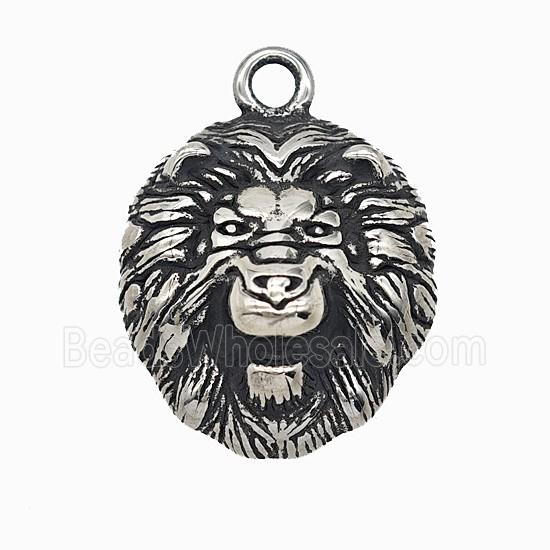 304 Stainless Steel Lion Pendant Antique Silver
