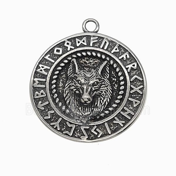 304 Stainless Steel Wolf Pendant Antique Silver