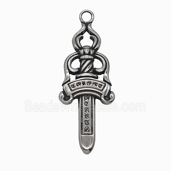 Chrome Heart Charms 304 Stainless Steel Dagger Pendant Antique Silver