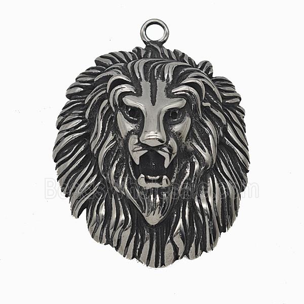 304 Stainless Steel Lion Pendant Antique Silver