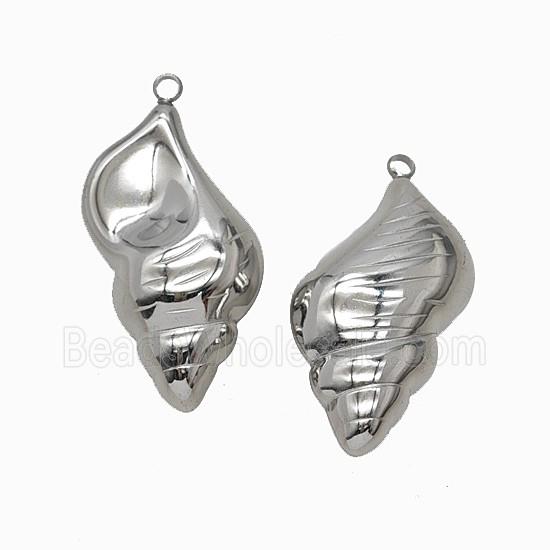 Raw Conch Shell Charms Stainless Steel Pendant