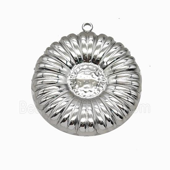 Raw Stainless Steel Sunflower Pendant