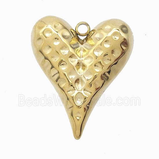 Stainless Steel Heart Pendant Hammered Gold Plated
