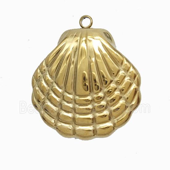 Stainless Steel Scallop Shell Pendant Gold Plated