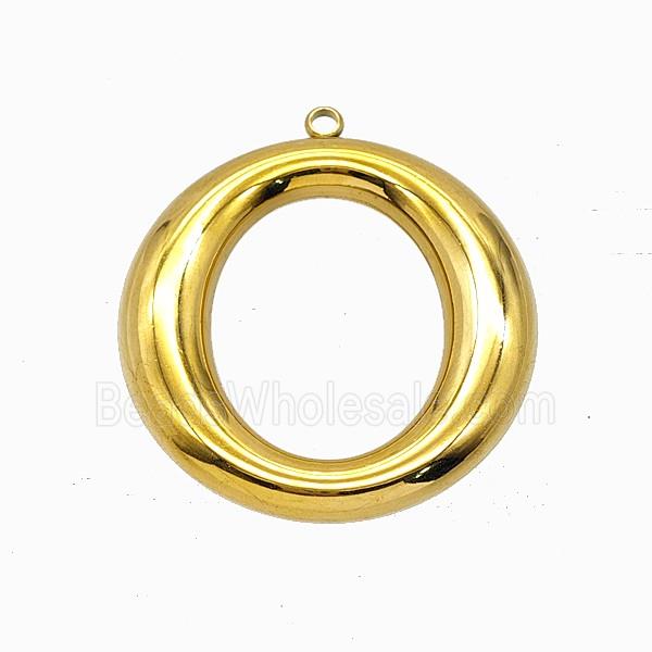 Stainless Steel Rings Pendant Circle Gold Plated