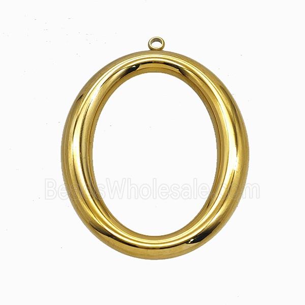 Stainless Steel Oval Rings Pendant Gold Plated