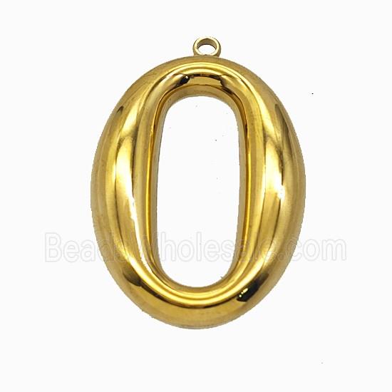 Stainless Steel House Number 0 Pendant Gold Plated