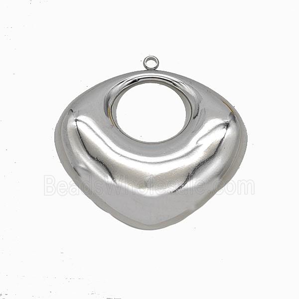Raw Stainless Steel Domed Heart Pendant