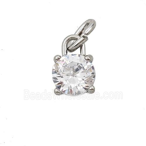 Raw Stainless Steel Pendant Pave Zirconia