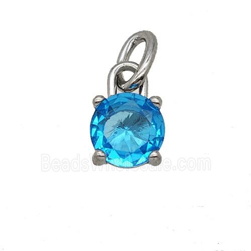 Raw Stainless Steel Pendant Pave Zirconia