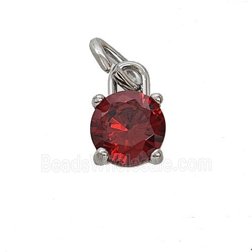 Raw Stainless Steel Pendant Pave Red Zirconia