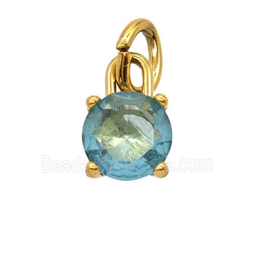 Stainless Steel Pendant Pave Zirconia Gold Plated