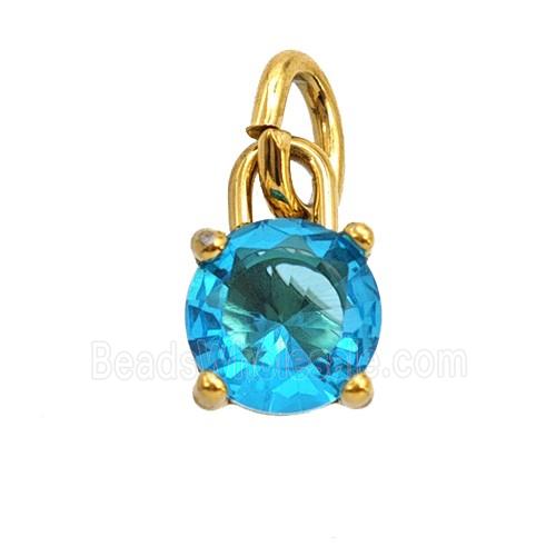 Stainless Steel Pendant Pave Zirconia Gold Plated