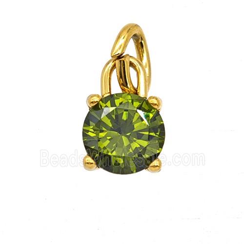 Stainless Steel Pendant Pave Olive Zirconia Gold Plated