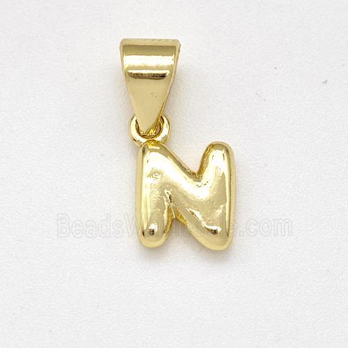 Stainless Steel Letter-N Pendant Gold Plated
