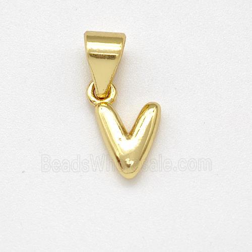 Stainless Steel Letter-V Pendant Gold Plated