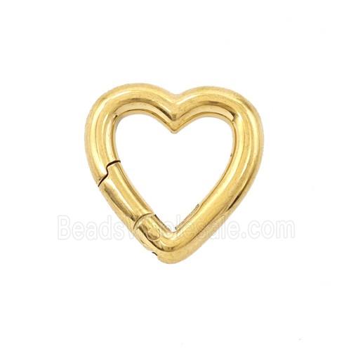 Stainless Steel Carabiner Clasp Heart Gold Plated