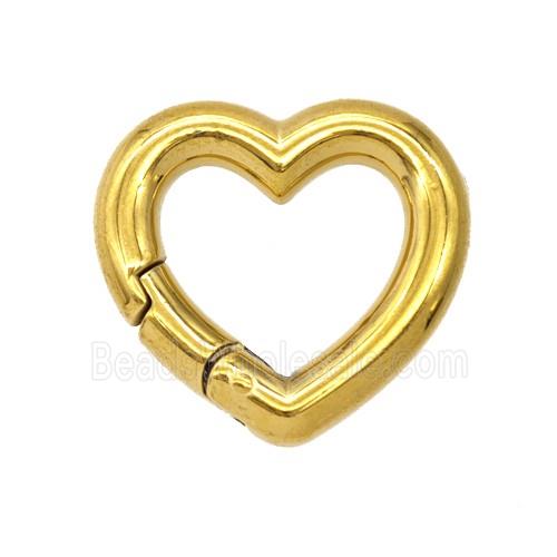 Stainless Steel Carabiner Clasp Heart Gold Plated