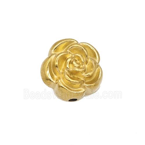 Stainless Steel Rose Flower Beads Gold Plated