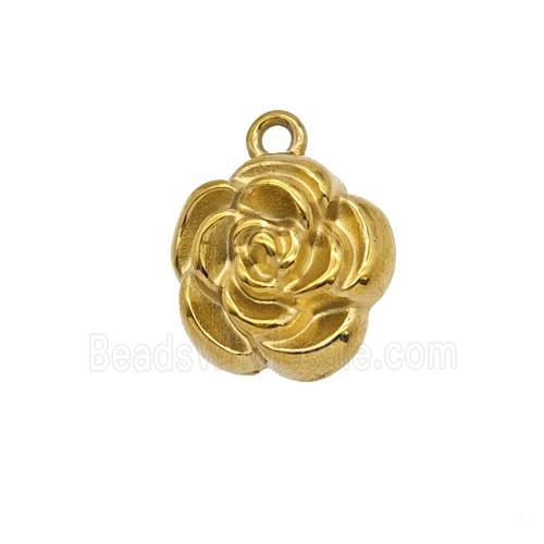 Stainless Steel Rose Flower Pendant Gold Plated