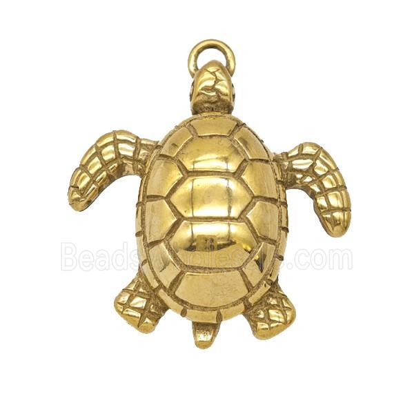 Stainless Steel Tortoise Pendant Gold Plated