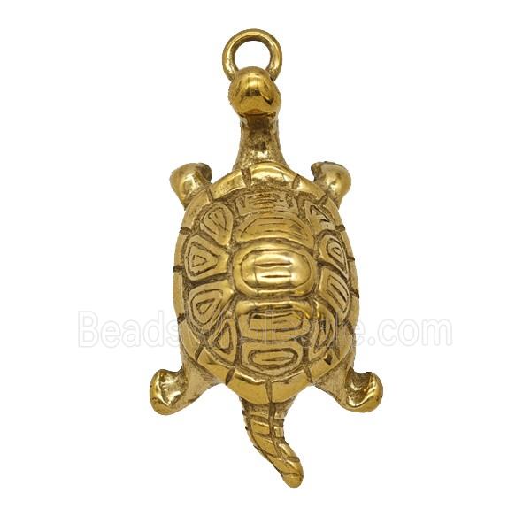 Stainless Steel Tortoise Pendant Gold Plated