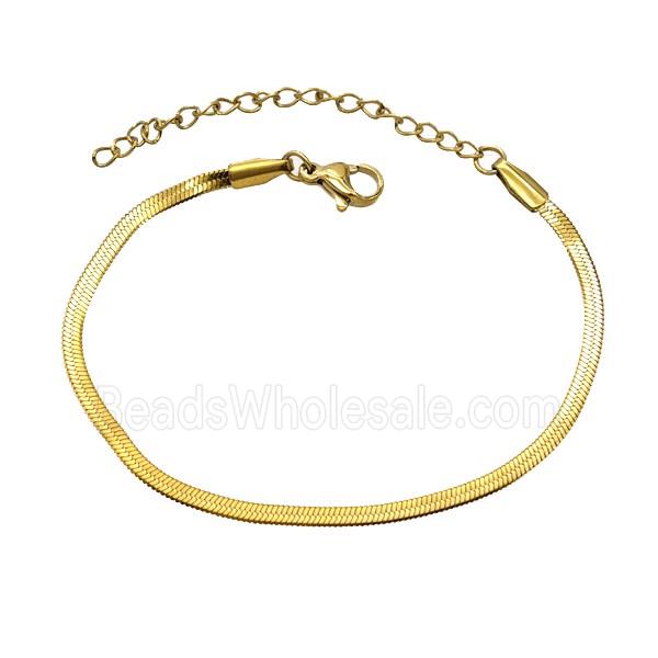 Stainless Steel Bracelet Chain Flat Snake Gold Plated