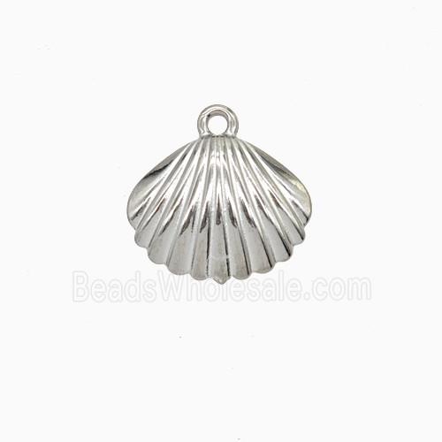 Raw Stainless Steel Scallop Shell Pendant