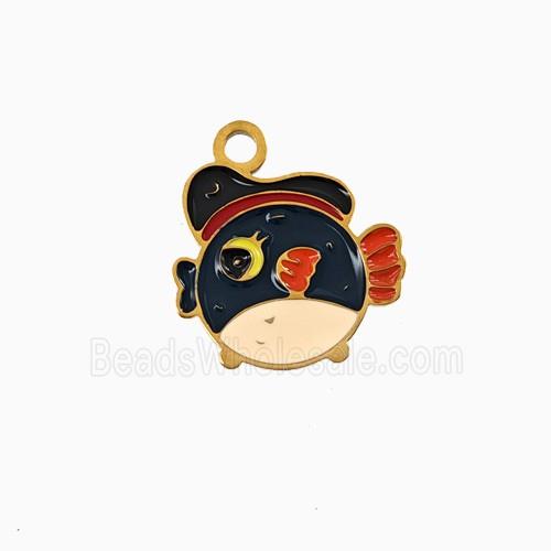 Stainless Steel Fish Pendant Enamel Gold Plated