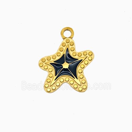 Stainless Steel Starfish Pendant Enamel Gold Plated