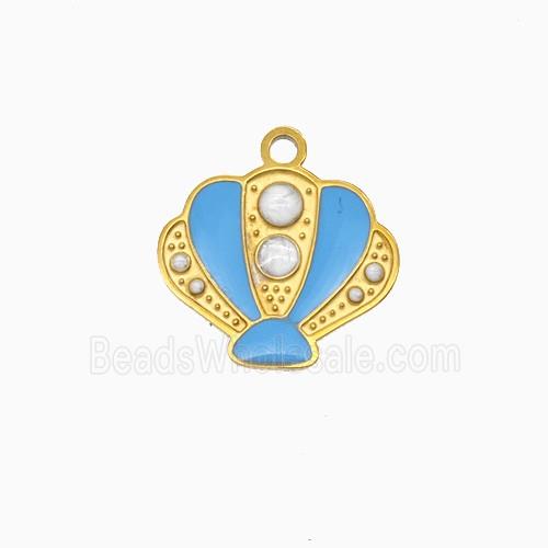 Stainless Steel Scallop Shell Pendant Enamel Gold Plated