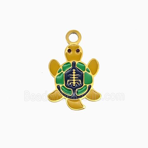 Stainless Steel Tortoise Pendant Enamel Gold Plated