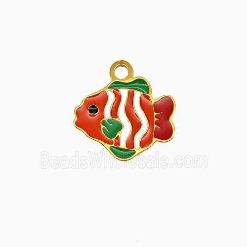 Stainless Steel Fish Pendant Enamel Gold Plated