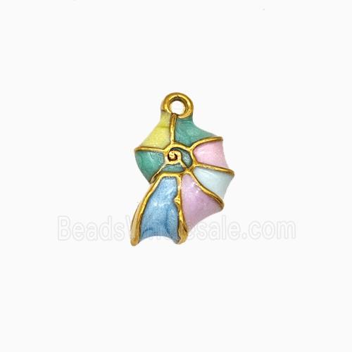 Stainless Steel Spiral Shell Pendant Multicolor Enamel Gold Plated