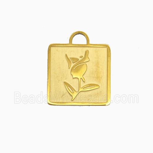 Stainless Steel Flower Pendant Gold Plated