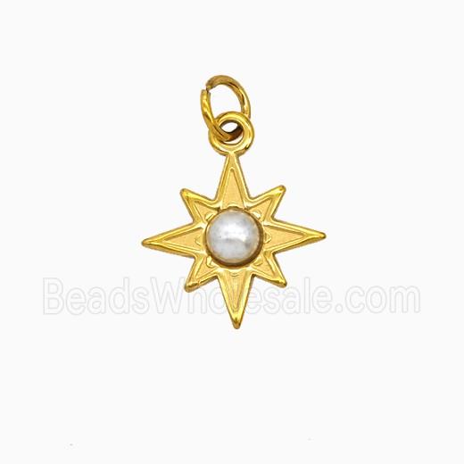 Stainless Steel Star Pendant Pave Resin Gold Plated