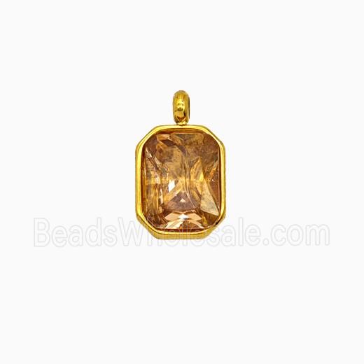 Stainless Steel Pendant Pave Zirconia Gold plated