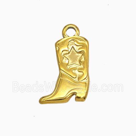 Stainless Steel Cowboy Shoes Pendant Gold Plated