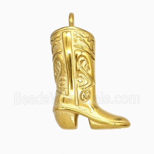 Stainless Steel Cowboy Shoes Pendant Gold Plated