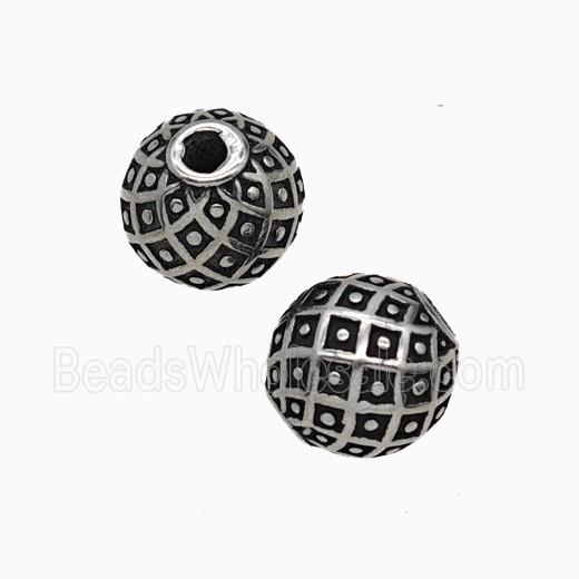 Stainless Steel Round Beads Antique Silver