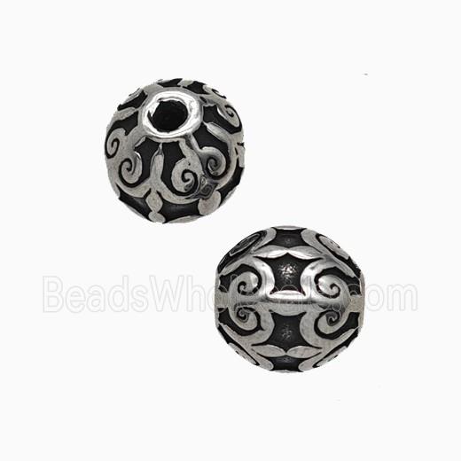 Stainless Steel Round Beads Antique Silver