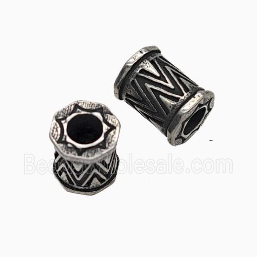 Stainless Steel Tube Beads Large Hole Antique Silver