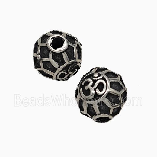 Stainless Steel Round Beads Antique Silver