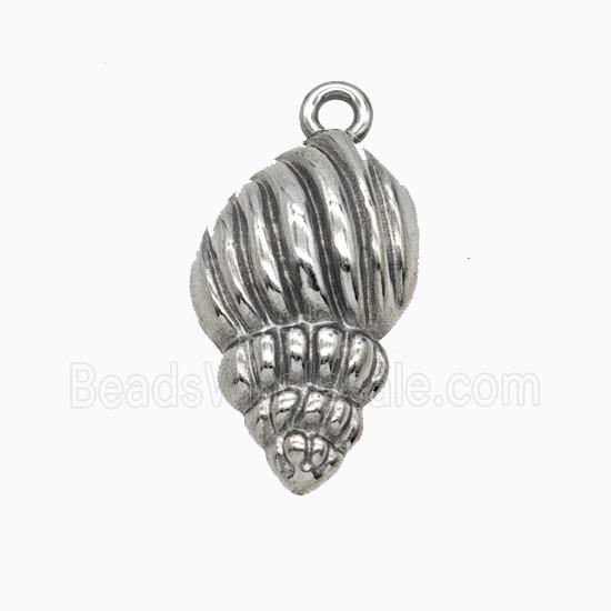 Raw Stainless Steel Conch Shell Pendant