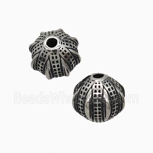 Stainless Steel Pumpkin Beads Antique Silver