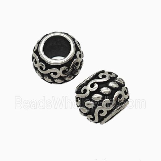 Stainless Steel Rondelle Beads Large Hole Antique Silver